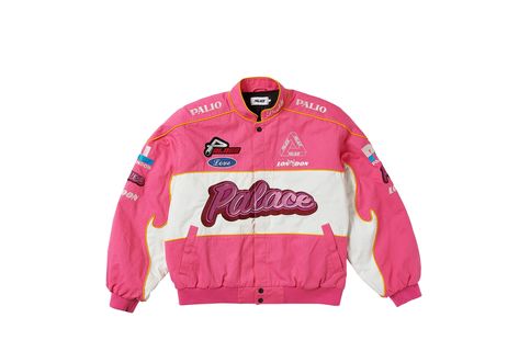 Palace Skateboards, Racing Jacket, Unisex Jacket, Pink Jacket, Streetwear Outfits, Womens Size Chart, Jacket Design, Cotton Jacket, Jacket Sale