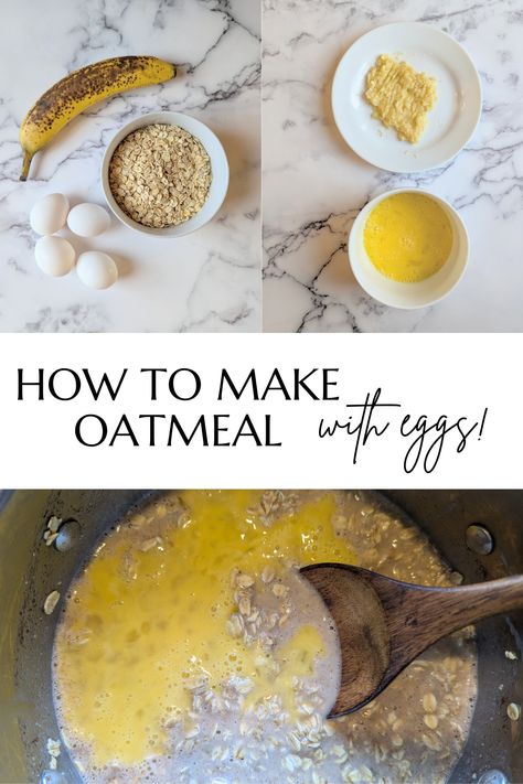 Pack your breakfast with protein by adding an egg in oatmeal! My kids love oatmeal, they eat it almost everyday. Egg Oatmeal Breakfast, Oatmeal With Eggs Recipes, Breakfast With Protein, Oatmeal Egg, Egg Oatmeal, Instant Oatmeal Recipes, Kid Breakfast, Oatmeal And Eggs, Make Oatmeal