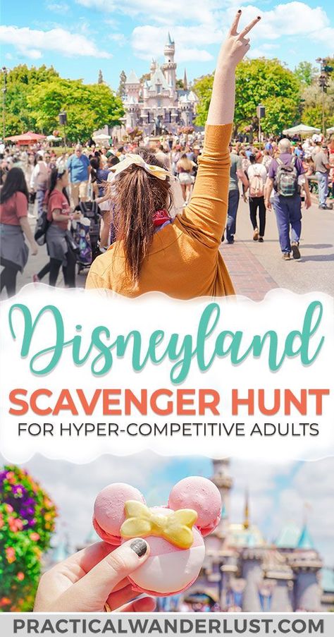 Take your next Disneyland trip to a whole new level with the Disneyland Scavenger Hunt! Finally, a Disney Scavenger Hunt that's challenging enough for adults. Plus: 12 Disneyland tips for your next trip to Anaheim, California, USA. #disney #disneyland Disneyland Scavenger Hunt, Disney Scavenger Hunt, Disney Trip Surprise, Disney Surprise, Disneyland Secrets, Disneyland Planning, Disneyland Food, Disneyland Tips, Disneyland Vacation