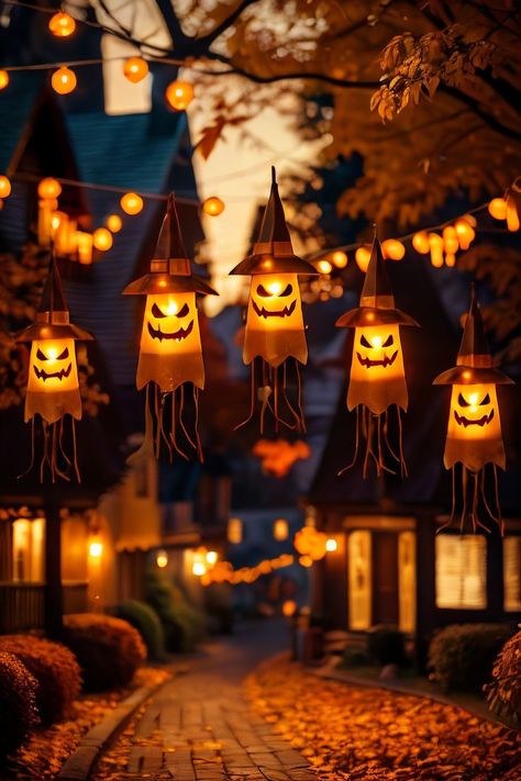 Halloween Decorations Outdoor, 5 PCS Hanging Lighted Glowing Ghost with Witch Hat, Halloween Outdoor Indoor Wind Sock with Lights for Halloween Party and Yard Tree Garden, Multicolor Ghost With Witch Hat, Witch Decorations, Halloween Decorations Outdoor, Witch Hat Halloween, Tree Garden, Halloween Outdoor, Outdoor Holiday Decor, Garden Trees, Outdoor Halloween