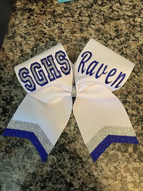 Senior Cheerleader, Sideline Cheer, Dance Bows, Custom Cheer Bows, Cheer Hair Bows, Glitter Cheer Bow, School Cheer, Blue Cheer, Football Cheer