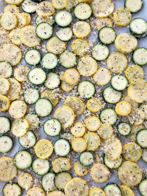 Crispy Baked Zucchini and Squash | The Urben Life Oven Roasted Zucchini And Squash, Baked Zucchini And Squash, Baked Squash And Zucchini Recipes, Sauteed Zucchini Recipes, Roasted Zucchini And Squash, Oven Roasted Zucchini, Zucchini In The Oven, Zucchini And Squash, Zucchini Recipes Baked