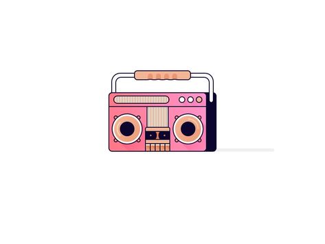 Boombox Drawing, Piggy Illustration, Radio Aesthetic, Speaker Drawing, Radio Illustration, Boombox Design, Toy Trunk, Purple Vans, Blue Butterfly Wallpaper