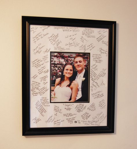 Have guests sign a white Mat Board instead of a guest book. Then add a wedding photo and frame. Photo Mat Guest Book, Wedding Guest Book Photo Frame, Wedding Guest Book Picture, Guest Book Picture Frame, Picture Frame Guest Book Wedding, Guest Book Picture, Book Picture Frame, Poster Guest Book, Guest Book Frame Wedding