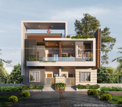 wattsup +91-9639751718 Bloxburg Home Layout, House Structure Design, 3 Storey House Design, Modern Elevation, Building Design Plan, Indian House Plans, House Outer Design, 3d Floor Plan, Architecture Portfolio Design