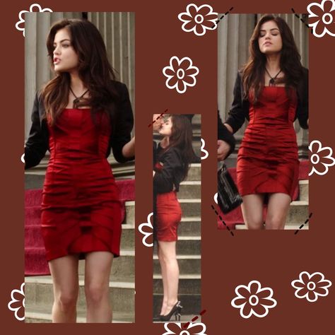 Aria Montgomery Red Dress, Aria Aesthetic, Aria Pll, Aria Montgomery Style, Pll Outfits, Pll Fashion, Outfit Polyvore, Gala Outfit, Aria Montgomery