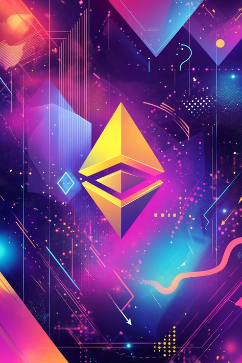 Design a vibrant wallpaper showcasing the Solana logo with geometric shapes and symbols of upward momentum for a modern tech vibe. Cryptocurrency Wallpaper, Vibrant Wallpaper, Modern Tech, Geometric Shapes, Cryptocurrency, Color, Design