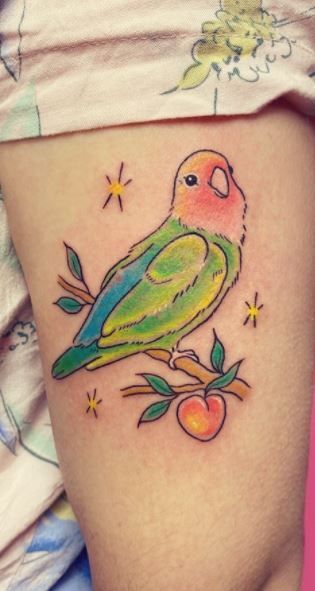 Parrot Tattoos, Lovebird Tattoo, Colorful Bird Tattoos, Bold Tattoo, Parrot Tattoo, Tattoo Me, Human Canvas, Colorful Parrots, Minimal Color