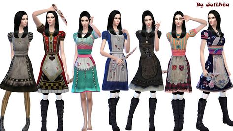 Sims 4 CC's - The Best: Alice Dress by JuliAta Sims 4 Controls, Sims 4 Cc Eyes, Alice Dress, Bratz Doll Outfits, Sims 4 Cas Mods, Alice In Wonderland Dress, Sims 4 Anime, Sims 4 Cc Skin, Alice Madness