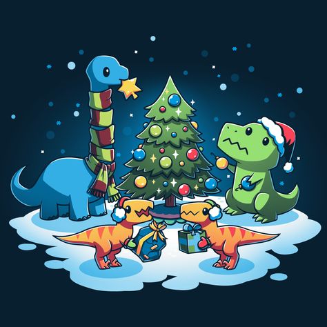 Dino Christmas, Dinosaur Wallpaper, Navy Blue T Shirt, Dinosaur Funny, Christmas Funny, Dinosaur Christmas, Christmas Drawing, Cute Dinosaur, Favorite Season