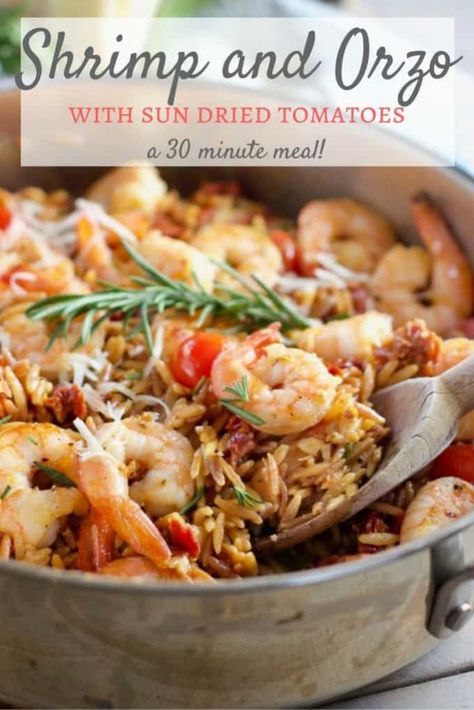 Shrimp And Orzo, Greek Meals, Orzo Skillet, Shrimp Orzo, Seafood Delight, Pasta Shrimp, Pan Shrimp, Orzo Recipes, Shrimp Dinner