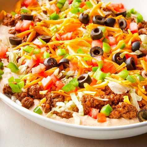 7 Layer Taco Dip With Ground Beef, Taco Dip With Hamburger, 7 Layer Taco Dip With Meat Ground Beef, Hot Taco Dip With Ground Beef, Taco Dip With Ground Beef, Beef Taco Dip, Ground Beef Taco Dip, Taco Dip With Meat, Dip With Ground Beef