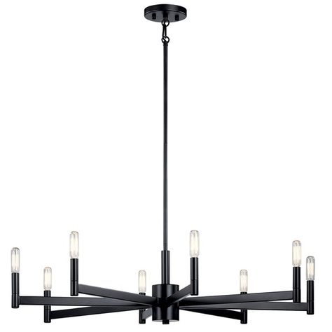 Minimalist Chandelier, 8 Light Chandelier, Soft Contemporary, Chandelier Black, Classic Chandelier, Steel Canopy, Kichler Lighting, Candle Style Chandelier, Contemporary Chandelier