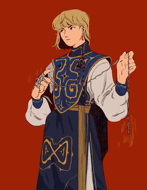 . Cleric Dnd Outfit, Priestess Character Art, Dragonlance Characters, Kurapika Outfit, Mage Designs, Priest Illustration, Cleric Character Design, Priest Character Design, Priest Aesthetic