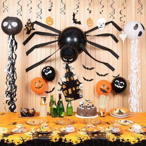 【Start Halloween Party Decorations】Right now transport yourself to a frightfully fancy Halloween gathering with this party supplies set! Awesome variety of this pack will make anybody pleasantly surprised 【Spiders are Watching You】Spiders on the web are surely the bomb of this kit! Display with other printed balloons, will really bring out kind of scary vibe. Just add them to Halloween decorations for party with confidence Halloween Decorations For Party, Lanterns Hanging, Indoor Banner, Happy Halloween Banner, Halloween Party Decorations, Balloon Display, Halloween Banner, Halloween Displays, Printed Balloons