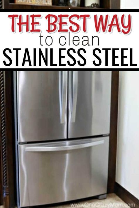 This is the BEST way to clean your stainless steel appliances so that they are shiny and streak free! It only requires 1 ingredient and is easy to do. Try this great cleaning hack today! #onecrazymom #cleaninghack #cleaningtip #howto #stainlesssteelcleaning Steel Kitchen Island, Cleaning Stainless Steel Appliances, Stainless Steel Kitchen Island, Clean Stainless Steel, Stainless Steel Fridge, Stainless Steel Cleaner, Stainless Steel Refrigerator, Deep Cleaning Tips, Stainless Steel Cleaning