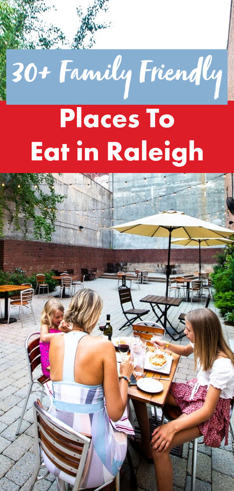 Planning a family outing? Discover the best restaurants and places to eat in Raleigh that cater to both kids and adults. From menu options to ambiance, these restaurants have it all! Click to read the full guide. (over 30 family friendly Raleigh  restaurants to choose from) Raleigh Restaurants, Kids Restaurants, Kid Friendly Restaurants, East Coast Travel, Raleigh North Carolina, Cozy Cafe, Family Restaurants, Family Outing, Free Things To Do