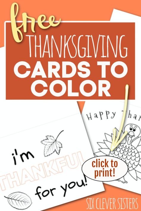 Thanksgiving Cards To Make, Thanksgiving Cards Handmade Easy, Thankful Cards Printable, Thanksgiving Cards Handmade Kids, Thanksgiving Cards For Kids, Free Thanksgiving Cards, Thanksgiving Day Cards, Thanksgiving Coloring Page, Thanksgiving Cards Printable