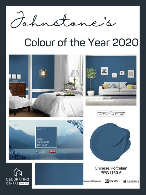 Johnstone’s TOP Colour of 2020 | FEATURING Johnstone’s Trade Paint | Decorating Centre Online Dark Blue Bedroom Paint, Johnstones Paint Wall Colors, Navy Blue Shades, Blue Bedroom Paint, Bay Window Design, Blue Hallway, Dark Blue Bedrooms, Porter Paint, Building Extension