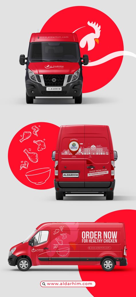 Chicken-Meat-Brand-Vehicle-Branding Food Van Design, Vehicle Graphics Branding, Van Food Truck, Trunk Design, Vehicle Branding, Branding Concept, Car Food, Meat Delivery, Van Wrap