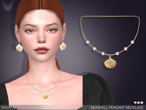 Emerald Cut Drop Earrings, Brindleton Bay, Sims 4 Studio, Simple Pearl Necklace, Cc Mods, Fruit Necklace, Seashell Pendants, Seashell Earrings, Sims 4 Downloads