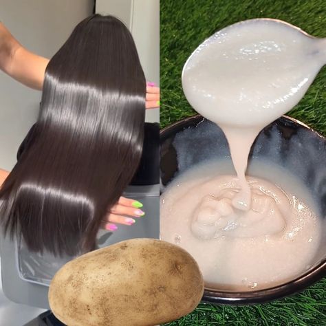 1 potato will transform your hair from frizzy and rough to straight and silky forever | potato, hair care, keratins | 1 potato will transform your hair from frizzy and rough to straight and silky forever #haircare #keratin #straighthair #smoothhair #silkyhair #homemade... | By Anmol Hindi Silky Hair Mask, Damaged Curly Hair, Hair Hydration, Hair Mask Recipe, Homemade Hair Mask, Best Hair Mask, Hair Mask For Damaged Hair, Natural Hair Mask, Hair Mask For Growth