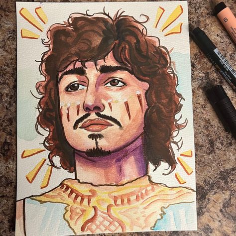 The lovely josh kiszka of greta van fleet drawn by me! Greta Van Fleet Fan Art, Greta Van Fleet Drawing, Greta Van Fleet Art, Greta Van Fleet Artwork, Greta Van Fleet Album Art, Greta Van Fleet, Addressing Your Questions And Concerns Greta Van Fleet, Record Painting Ideas, Record Painting