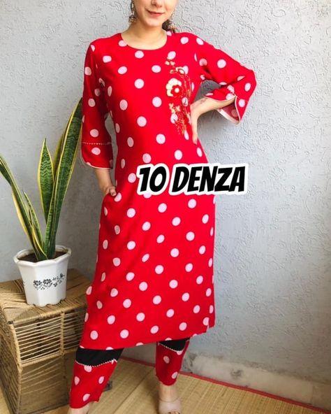 465 beautiful rayon polka dot kurti with handwork and gota lace combine with pant with pockt 38 to 44 899 fs rdy to ship red /rani / mustered/ black / gray/ navy blue For Prices Order or any other information please click on below link https://wa.link/tjwvjz #anarkali #suit #3pcsuit #indianwoman #fashion #designerkurti #kurti #CottonKurties #kurta #gorgeous #glamorous #cotton #indiafashion #partywear #arhams #jaipur #jaipurkurti #jaipurikurti #jaipurkurta #wedding #fashion #dress #beautifu Polka Dots Kurti Indian, Polka Dots Kurti, Cotton Kurties, Kameez Design, Shalwar Kameez Designs, New Kurti Designs, New Kurti, Kameez Designs, Cotton Kurti Designs