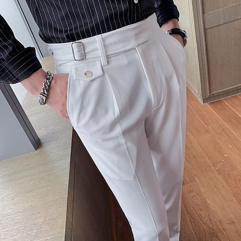 Slim Fit Formal Pants, Pants Business Casual, Slim Fit Trousers Men, Business Casual Trousers, Slim Suit Pants, Men's British Style, Business Casual Suit, Slim Fit Pants Men, Cotton Linen Trousers