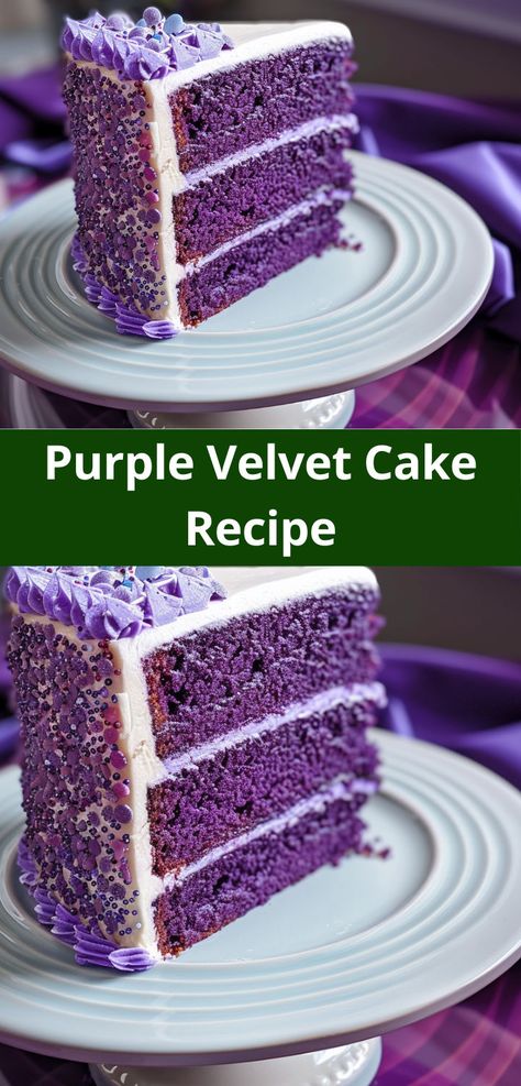 Bake a gorgeous purple velvet cake for a fun and festive treat at any event. Strawberry Cheesecake Fudge Recipe, Purple Velvet Cake, Purple Velvet Cakes, Purple Food Coloring, Velvet Cake Recipes, French Toast Casserole Recipes, Purple Food, Purple Cakes, French Toast Easy