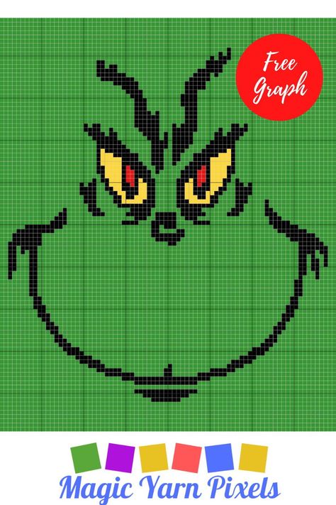 Get the Free Graph for this cute Christmas Grinch Pattern. Modern graphs for c2c crochet, cross stitch & other crafts from Magic Yarn Pixels. Grinch Afghan Patterns, Grinch Crochet Blanket Pattern Free, The Grinch Crochet Free Pattern, Grinch Crochet Blanket, Graphagram Crochet, Crochet Graphs Free Charts, Graphgans Patterns Free, C2c Christmas Crochet Pattern Free, Crochet Christmas Wall Hangings