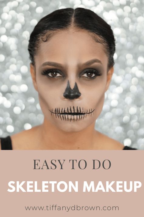 Skeleton Makeup Easy Tutorials, Easy Skeleton Makeup Tutorial, Pretty Skeleton Makeup, Easy Skeleton Makeup, Halloween Last Minute, Skeleton Face Makeup, Skeleton Makeup Tutorial, Grace Foster, Makeup For Work