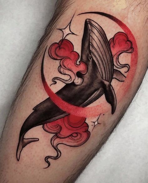 Hai Tattoo, Tato Tradisional, Orca Tattoo, Back Of Arm Tattoo, Tattoo Background, Whale Tattoos, Elements Tattoo, Cloud Tattoo, Ocean Tattoos