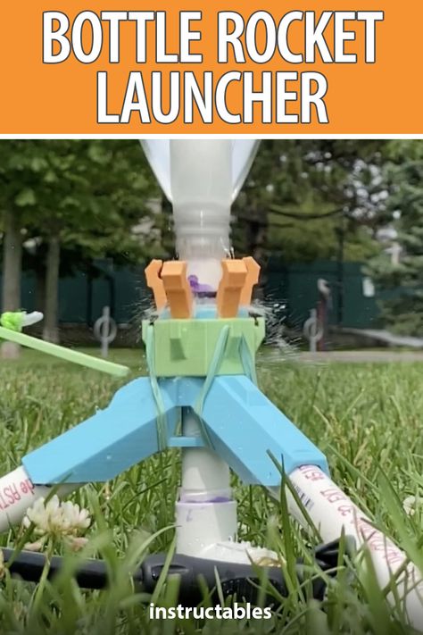 Diy Rocket Launcher, Water Rocket Design, Water Bottle Rocket, Bottle Rocket Launcher, Water Rocket, Model Rocketry, Diy Rocket, Bottle Rocket, Diy Science Experiments