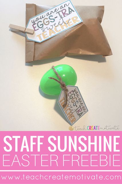 Spread staff sunshine with this free Easter tag! Faculty Room, Librarian Appreciation, Teaching Gifts, Teacher Presents, Sunshine Committee, Volunteer Appreciation Gifts, Teacher Morale, Easter Tag, Pto Ideas