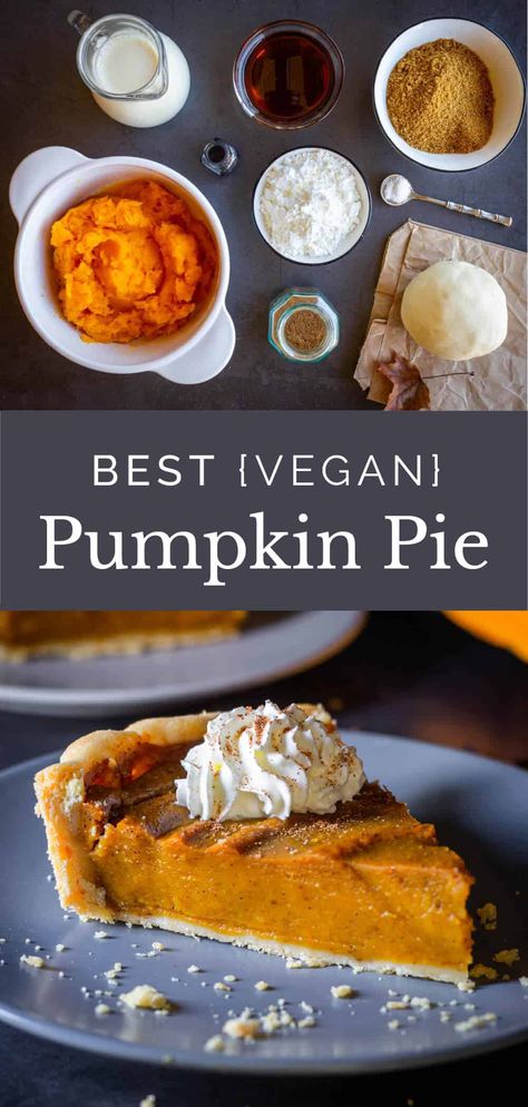 Whether it's for Thanksgiving or any time of year, these vegan pumpkin pies are a must-have in your life. The best part is they're all plant-based and super easy to make! Check out our recipe blog for the full list of recipes you'll need. Happy cooking! #veganpumpkinpie #pumpkinpie #thanksgiving | Vegan Pumpkin Pie crust, pumpkin pie spice mix Vegan Pumpkin Pie Filling, Easy Vegan Pumpkin Pie, Vegan Pie Crust Recipe, Pumpkin Pie Crust, Vegan Pumpkin Pie Recipe, Thanksgiving Vegan, Vegan Pie Crust, Pumpkin Pie Spice Mix, Thanksgiving Pumpkin Pie