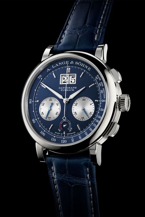 A Lange Sohne Datograph up-Down Blue Dial White Gold 2024 - ALS_405_028 - 6 A Lange Sohne, Laurent Ferrier, Geneva Watch, Iwc Pilot, Monochrome Watches, Skeleton Watches, High End Watches, Patek Philippe Nautilus, Fine Watches