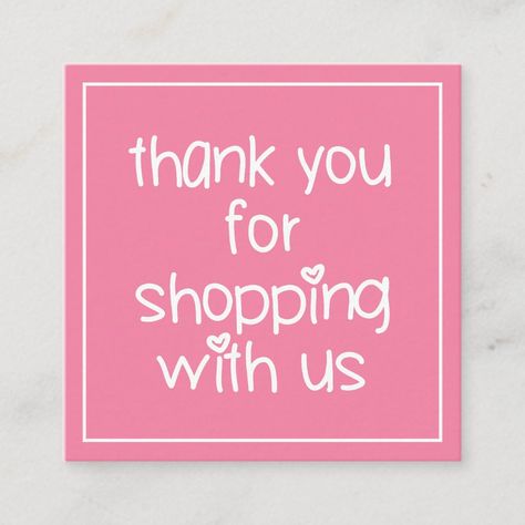 Business Thank You Notes, Order Cards, White Typography, Square Business Card, Pink Valentines, Business Thank You, Professional Design, Letter I, This Is Us Quotes