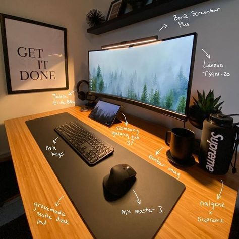 Minimal Desk Setup, Minimal Desk, Computer Gaming Room, Dream Desk, Computer Desk Setup, Home Studio Setup, Desktop Setup, Bedroom Setup, Computer Room