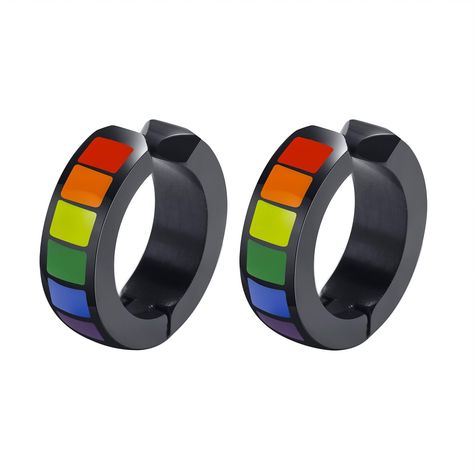 PRICES MAY VARY. Material: Rainbow pride earrings are made of high polished stainless steel, never fade, no deformation, lightweight and comfortable to wear. Wear these LGBTQ earrings to show your support for the lgbtq+ community and remind people that love knows no gender. Rainbow Pride Earrings: Show off your pride with Rainbow hoop earrings in iconic lgbtq colors. Whether you're out and proud or still discovering your identity, these LGBT hoop earrings can help express your pride. These LGBT Lgbtq Earrings, Lgbtq Colors, Asexual Flag, Pride Earrings, Flag Earrings, Pride Jewelry, Pride Jewellery, Asexual Pride, Lgbtq Pride