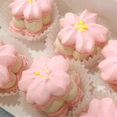 Sakura Cupcakes, Pretty Snacks, Pretty Deserts, Kawaii Baking, Food References, Pink Dessert, Pastel Cupcakes, Pretty Dessert, Cute Baking