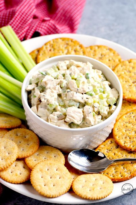 This is my go-to chicken salad recipe made with thyme and scallions for extra flavor. It is perfect in summer time served with crackers and fruit, or on a sandwich. Sams Club Chicken Salad Recipe, Scallions Recipes, Chicken Salad Recipe Easy, Crackers Recipe, Healthy Chicken Salad, Chicken Salad Recipe, Vegetarian Salads, Main Dish Salads, Yummy Salad Recipes