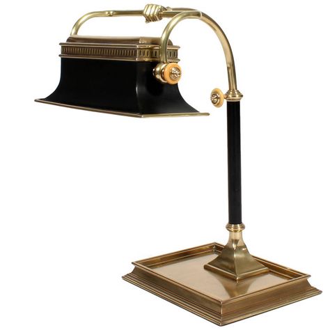 Colonial Table, Library Lamp, Lamp Inspiration, Brass Desk Lamp, Victorian Style Homes, Desk Lamp Office, Brass Desk, Period Furniture, Victorian House