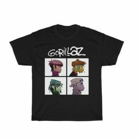 Gorillaz Shirt, Gender Fluid Fashion, Graphic Design Fonts, T Shirt Photo, Band Shirts, Gorillaz, Kids Outfits Girls, Funny Tees, Unisex Shorts