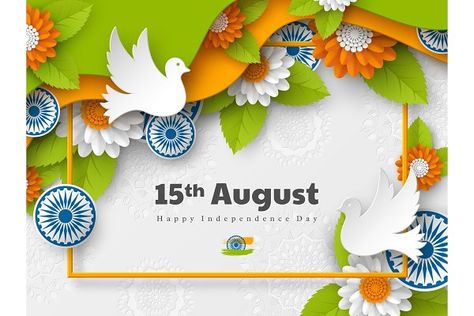 Indian Independence day holiday | Pre-Designed Vector Graphics ~ Creative Market Holiday Posters, Independence Day Card, Independence Day Drawing, Happy Independence Day India, Flowers With Leaves, School Board Decoration, Indian Independence, Indian Independence Day, Independence Day India