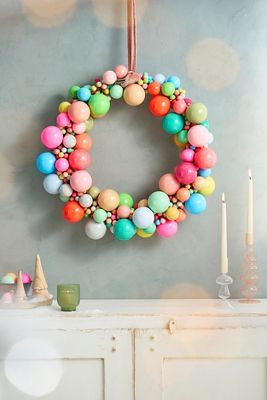 Shop the Good Cheer Bauble Ornament Wreath, Enamel Large and more at Terrain today. Read customer reviews, discover product details and more. Hobby Lobby Pastel Christmas Decor, Colorful Outdoor Christmas Decorations, Anthropology Diy, Christmas Bulb Wreath, Bright Christmas Decor, Christmas Party Inspiration, Diy Christmas Art, Trendy Christmas Decor, Pastel Christmas Decor