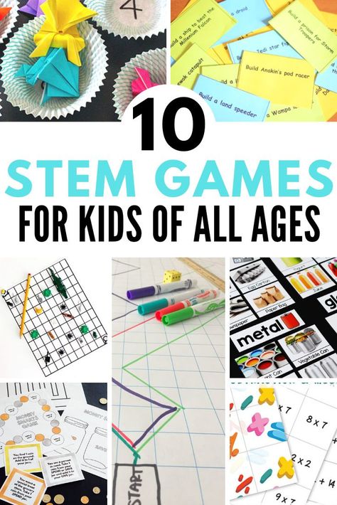 10 fun STEM games for kids of all ages! Engaging, educational games that make learning FUN! #stem #stemeducation #games #gamification Geography Games For Kids, Money Math Games, Gamification Education, Stem Games, Money Games For Kids, Homeschool Stem, Printable Math Games, Money Math, Math Games For Kids