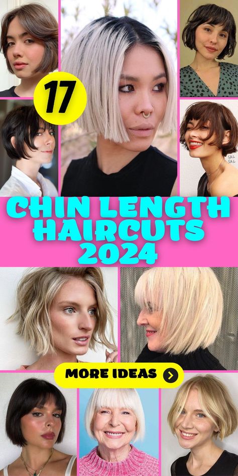 Make 2024 your year of confident and stylish self-expression with Chin Length Haircuts. Whether you have fine hair or thick wavy locks, these haircuts cater to a variety of hair types and textures. Explore different styles, from the classic bob to trendy messy bobs, and consider adding curtain bangs for a touch of sophistication. Chin Length Haircut, Messy Bobs, Styles For Women Over 50, Neck Length Hair, Chin Length Cuts, Bob Haircut For Round Face, Chin Length Haircuts, Girls Short Haircuts, Classic Bob