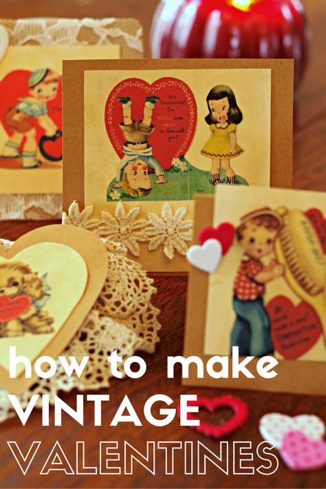 This is so easy!  Make unique and timeless Valentines that look vintage or antique.  Using paper, tea and your printer you can make these too with just a few additional accessories. Valentines Vintage Cards, Ideas For Making Valentine Cards, Vintage Valentine Cards Diy, Diy Valentine Cards For Him, Old Fashioned Valentines Cards Diy, Diy Vintage Valentines, Vintage Valentines Decorations Diy, Vintage Valentine Crafts Ideas, Free Vintage Valentines Printables