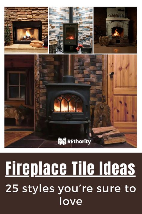 Are you looking for the perfect tile to make your fireplace the centerpiece of your living room? Look no further! We have 25 amazing fireplace tile ideas that you're sure to love. From classic white tile to vibrant colored tile, you're sure to find something that will make your fireplace glow. From modern, to traditional, to eclectic, these tile ideas are sure to spark some creativity and add a touch of style and personality to your home. Wood Burning Stove Tile Ideas, Large Tile Fireplace, Fireplace Hearth Tiles, Fireplace Tile Ideas, Wood Fireplace Surrounds, Hearth Tiles, Black Subway Tiles, Wooden Mantle, House Makeovers